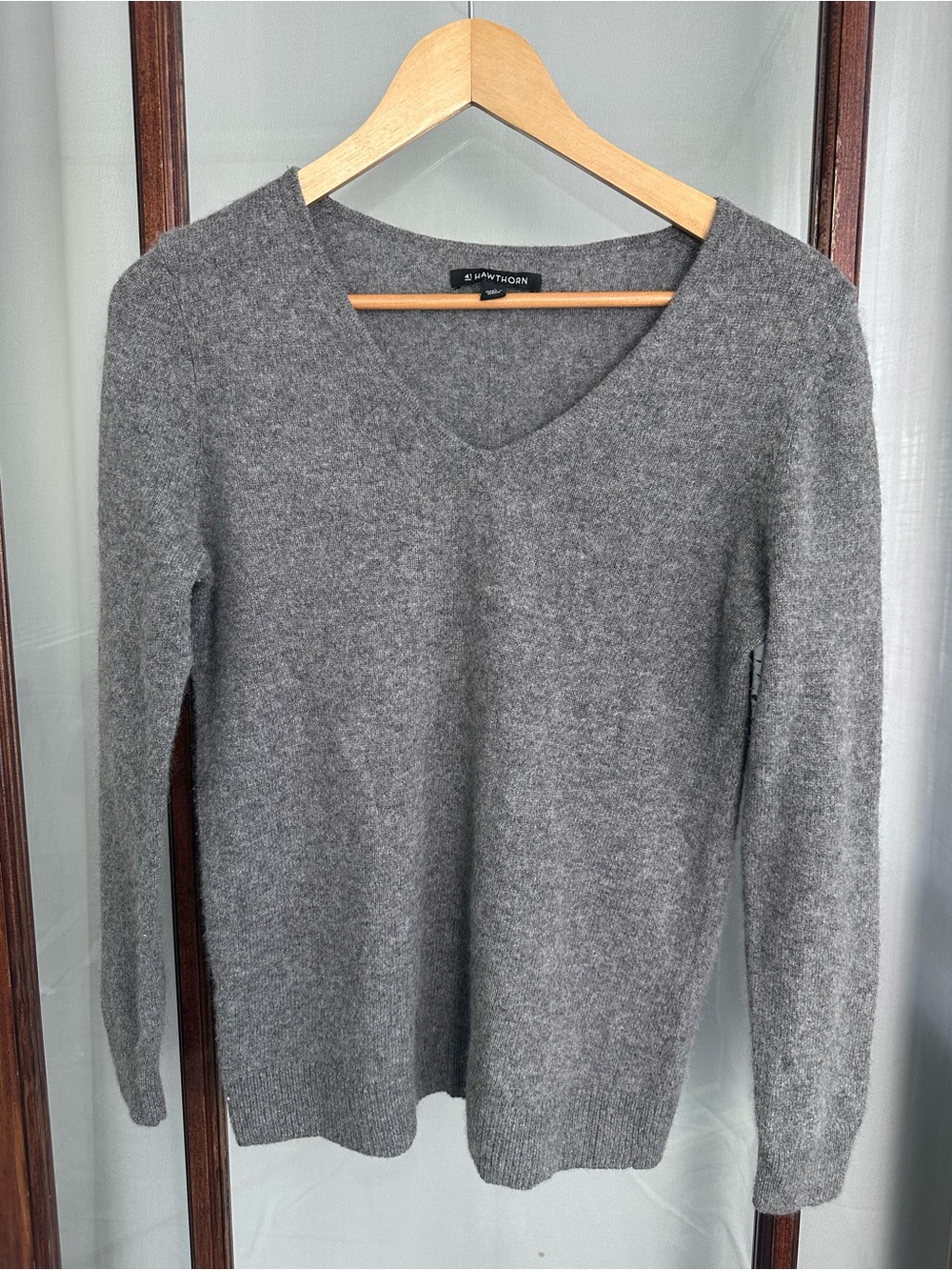 41 Hawthorn Women's Small Gray V‎ Neck 100% Cashmere Sweater Preppy Academia